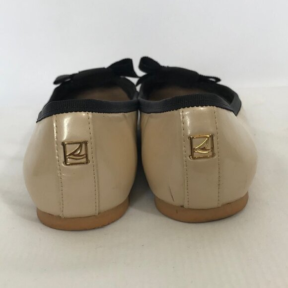Sperry Patten Leather Pearl & Black Ribbon Flats - Picture 5 of 10